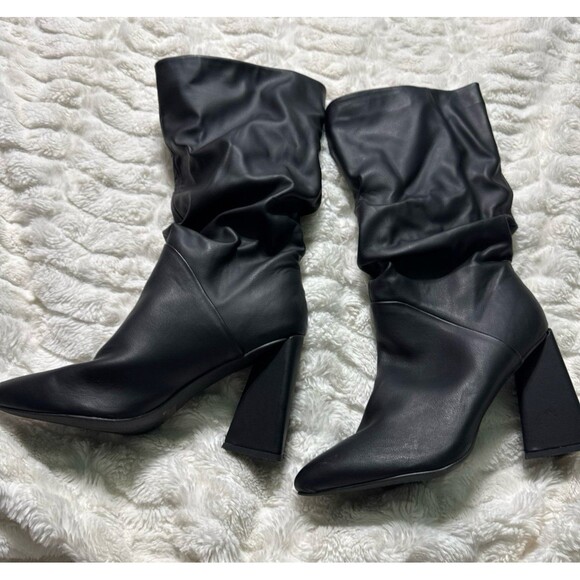 DV Dolce Vita Wandah Ruched Pull-On Mid Calf Boots Women's Size 8.5 Black - Picture 6 of 9